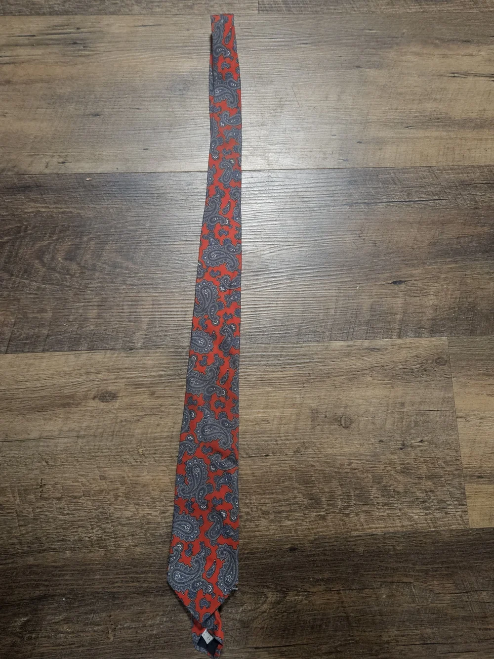Red and Gray Paisley Slim Tie for Men
